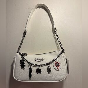 Ed Hardy shoulder crossbody Bag white with charms